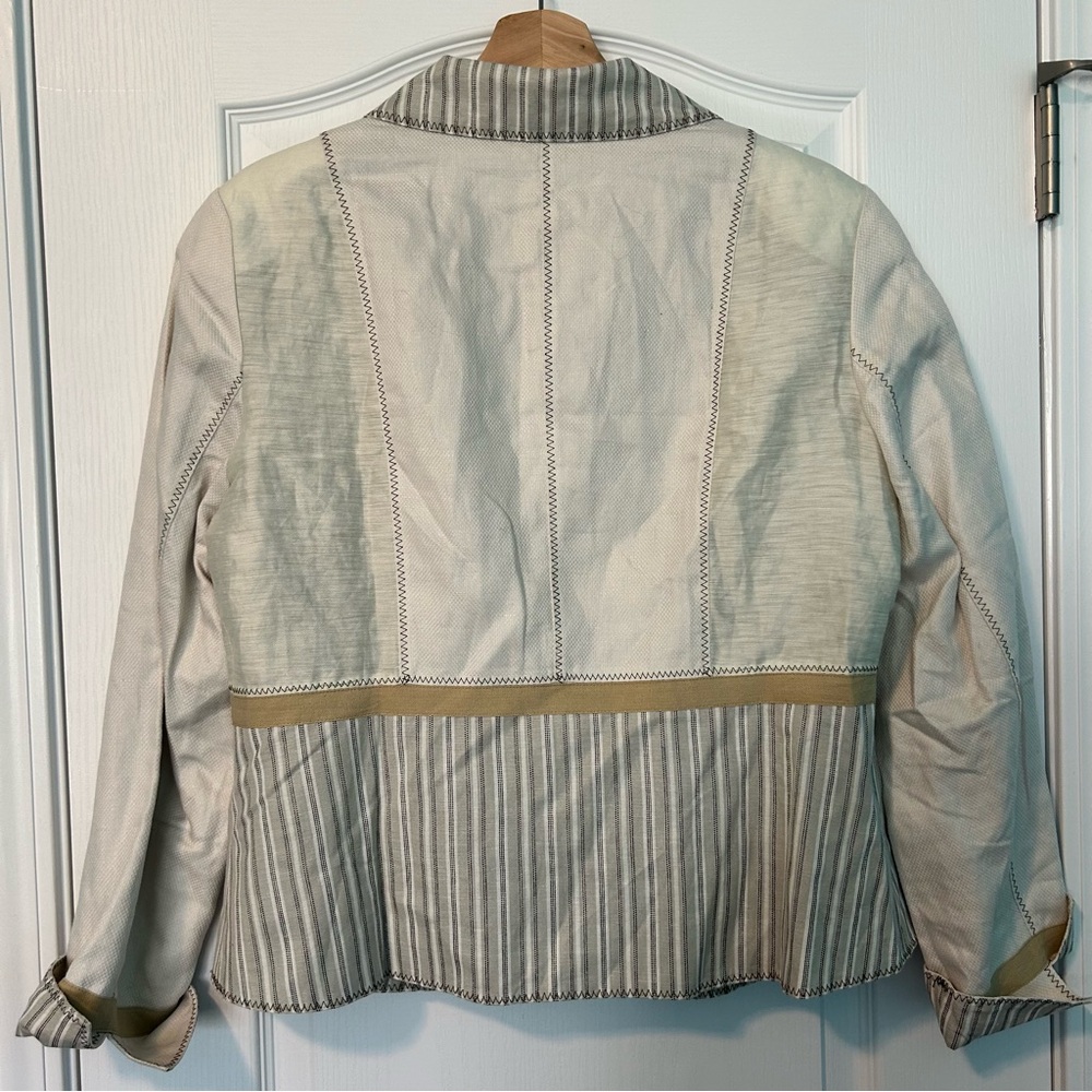 Coldwater Creek Women's Beige Mixed Media Cotton Linen Blazer Size 14 NWT - Picture 3 of 16